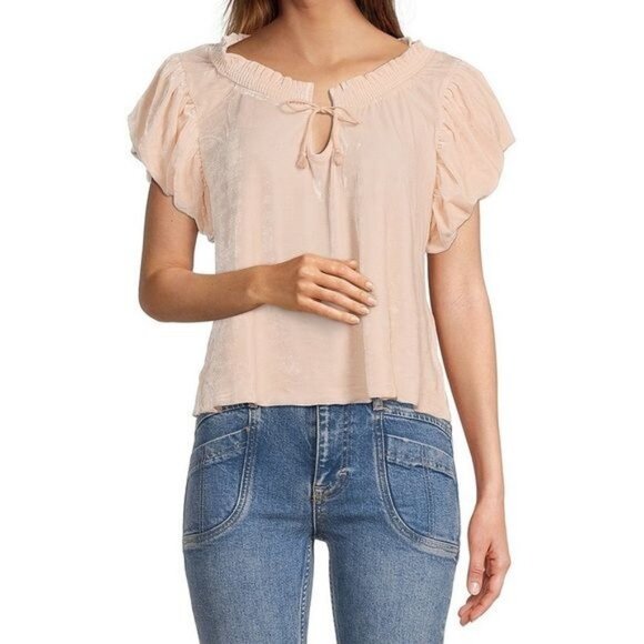 New Free People Terese Velour Crop Top in Pink Size S - Picture 3 of 11